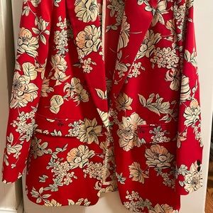 Zara floral red blazer